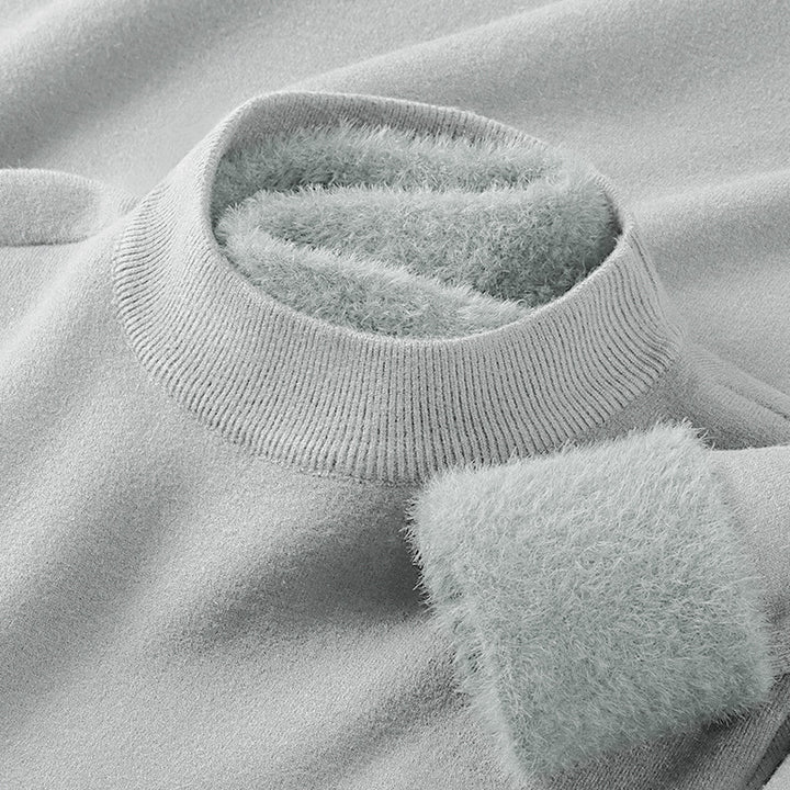 Men's pullover with standing collar made of modal wool blend