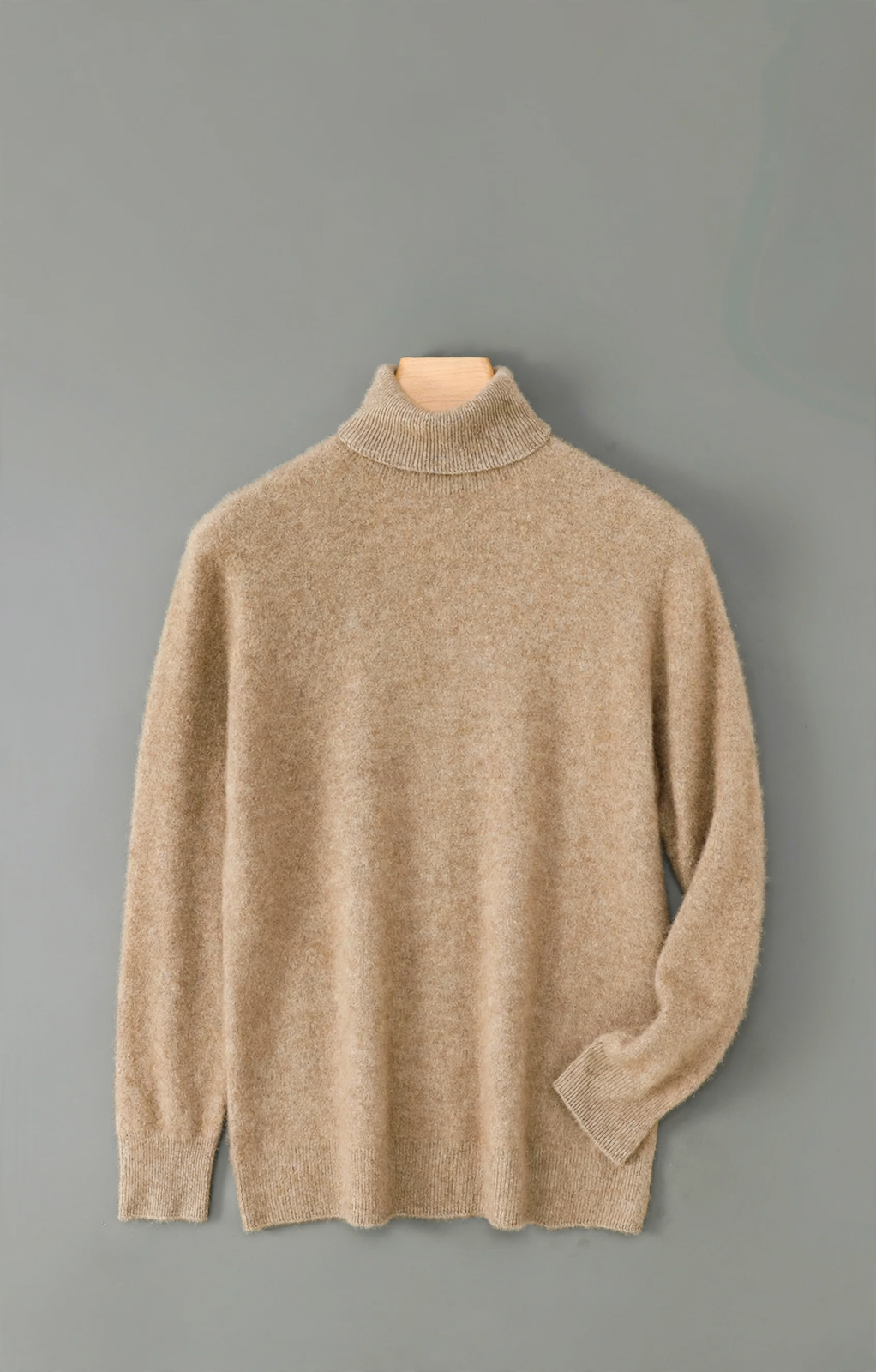 Men's wool sweater, roll neck, loose fit