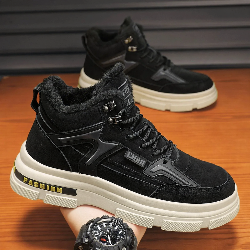 Padded men's winter boots, non-slip sole