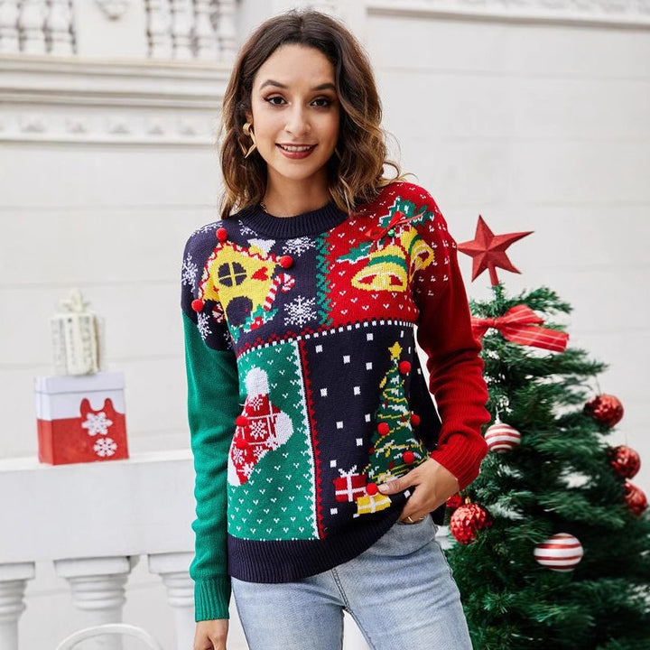 Christmas knit sweater with snowflake pattern