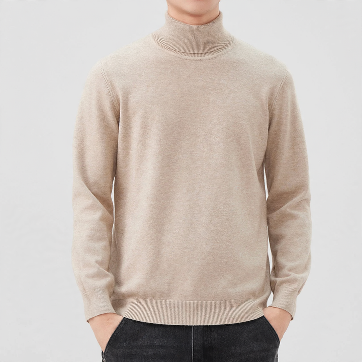 Men's wool blend pullover with round neck