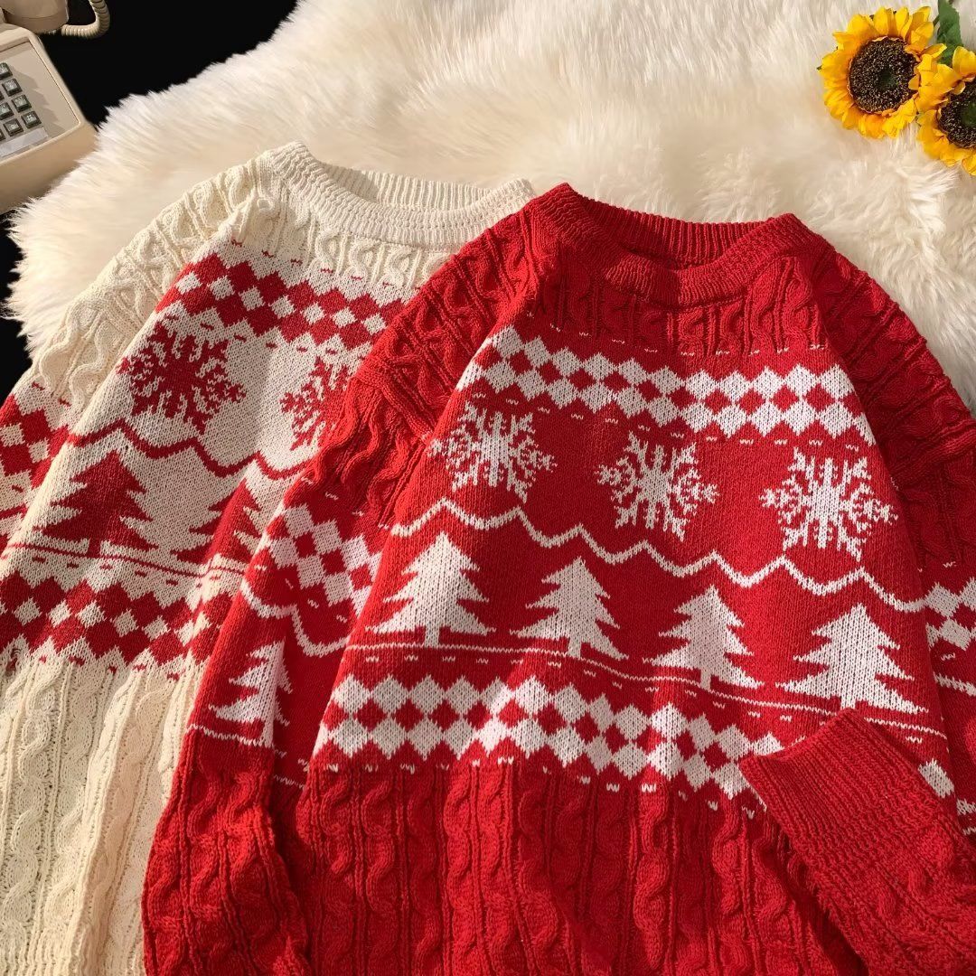 Retro knit sweater in American style