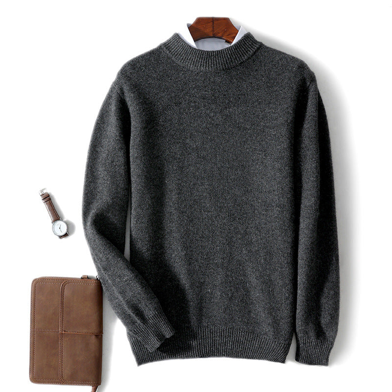 Men's Wool Sweater, Stand-Up Collar, Business Casual