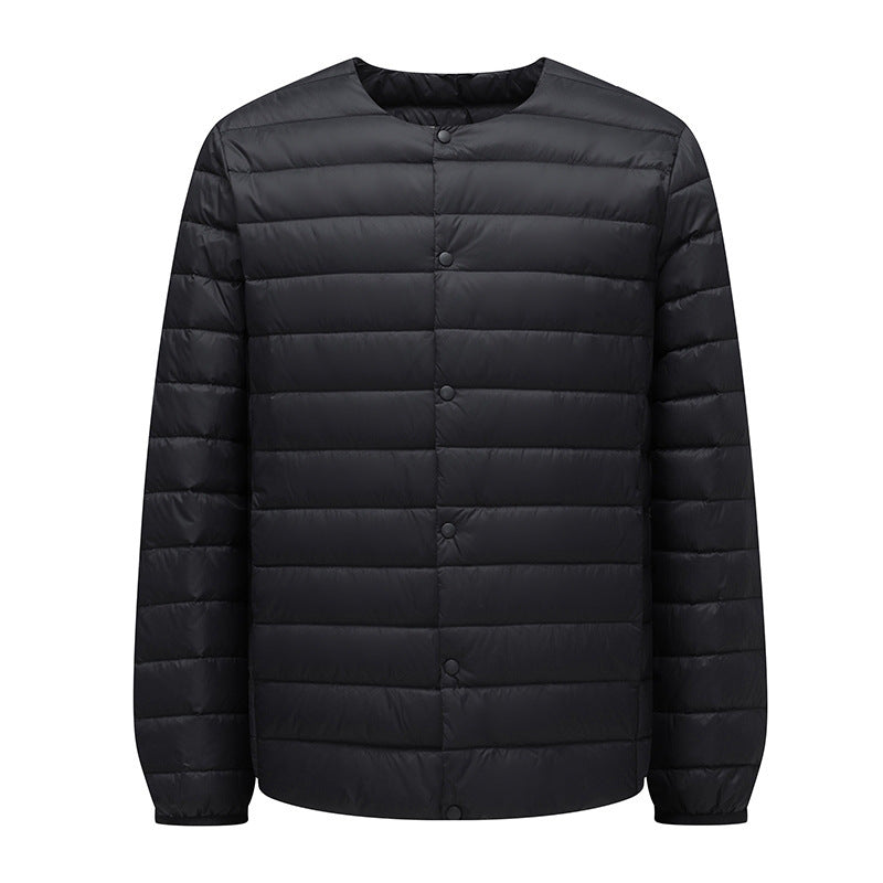 Unisex down jacket, lightweight, with adjustable neckline
