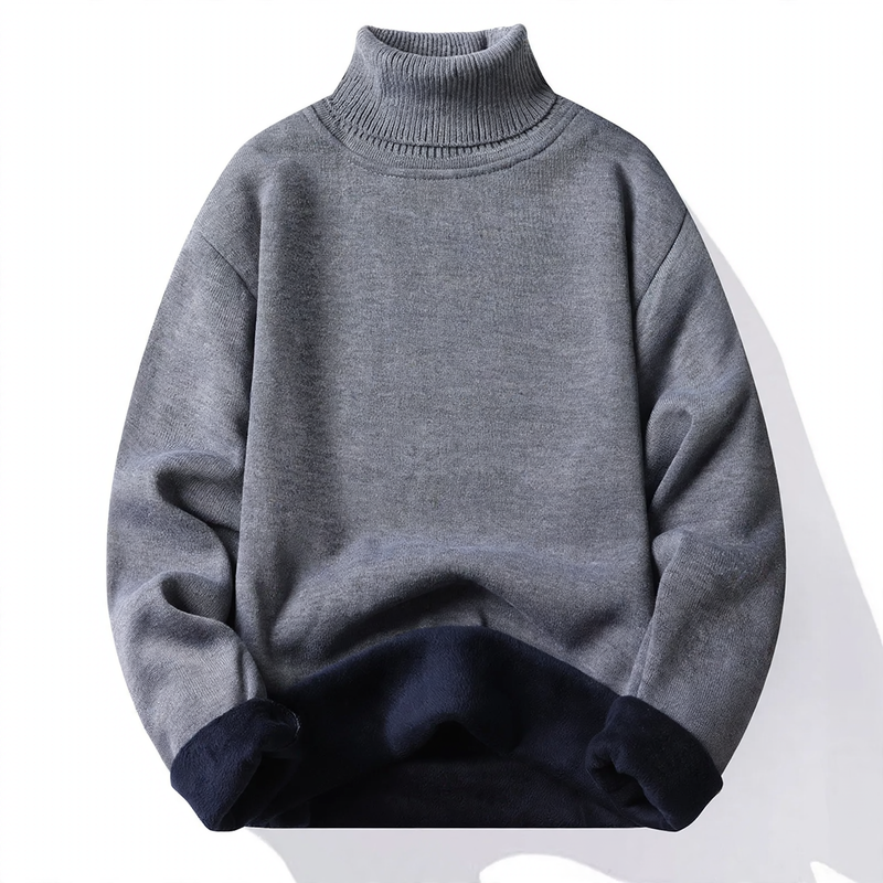 Men's knit sweater with high collar, body-hugging