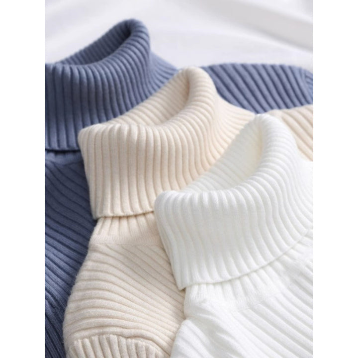 Women's knitted pullover, high neck, slim fit
