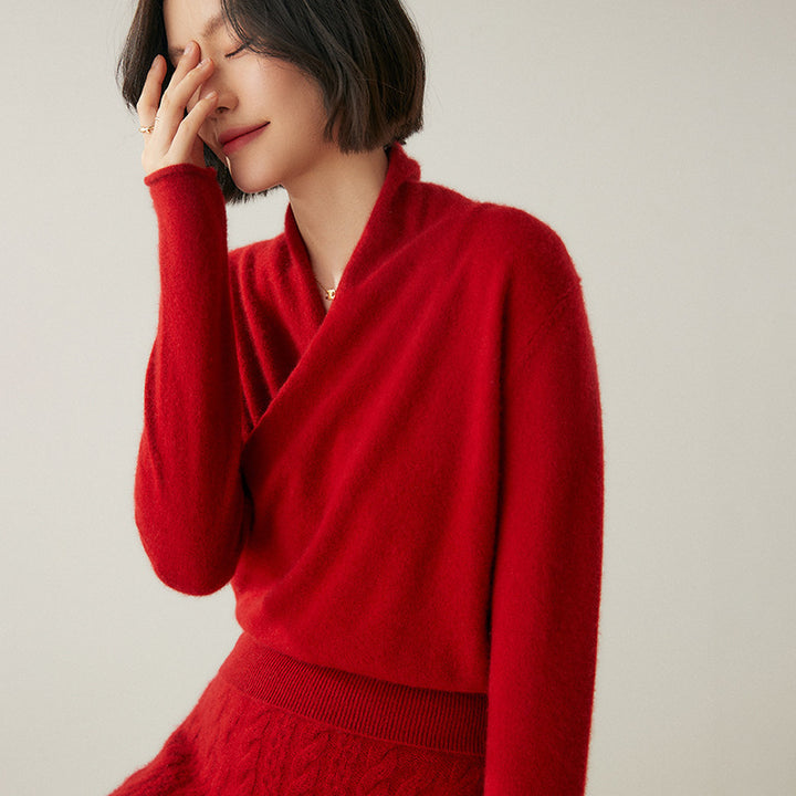 Women's knit sweater with V-neck