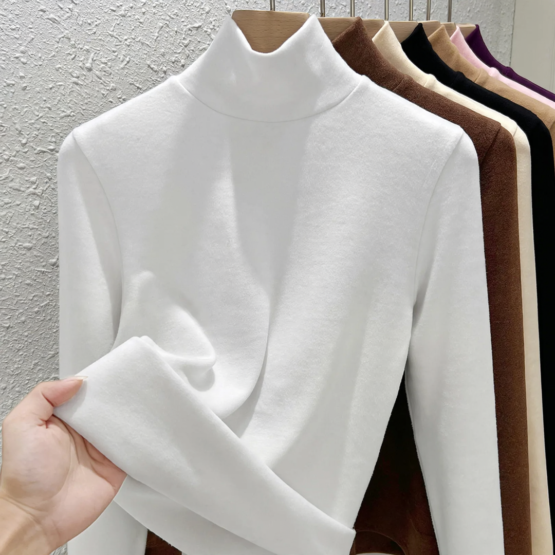 Women's Long Sleeve Undershirt with Stand-Up Collar
