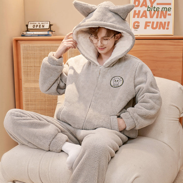 Warmer men's pajamas made of flannel, lined