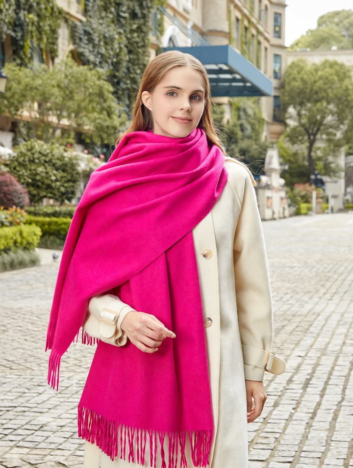 Wool scarf and shoulder shawl, solid color, for women and men