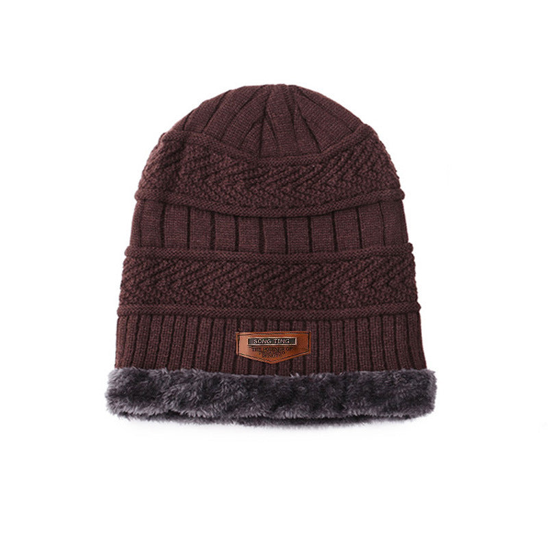 Knitted hat with scarf, 2-piece set, lined