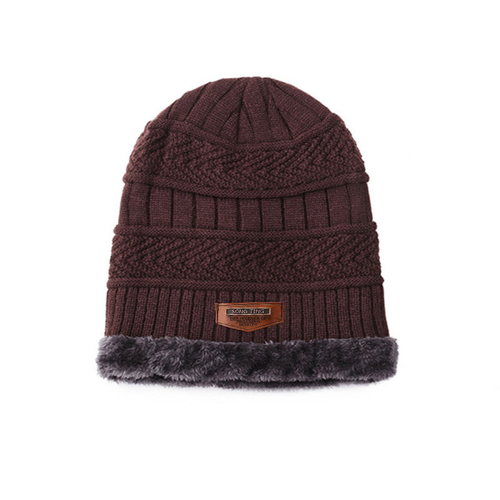 Knitted hat with scarf, 2-piece set, lined