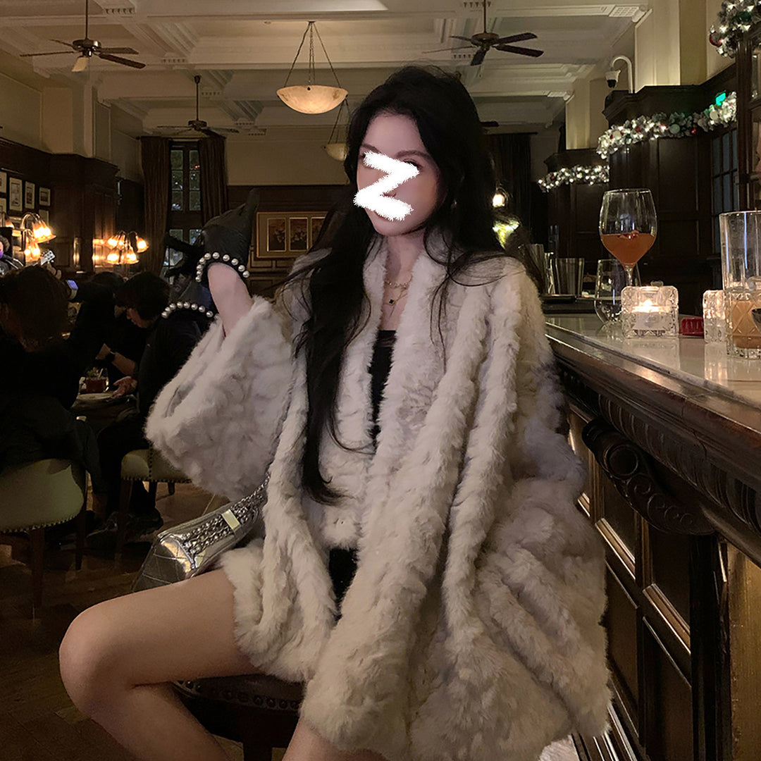 Women's Faux Fur Coat, V-Neck, Modern Chinese Style