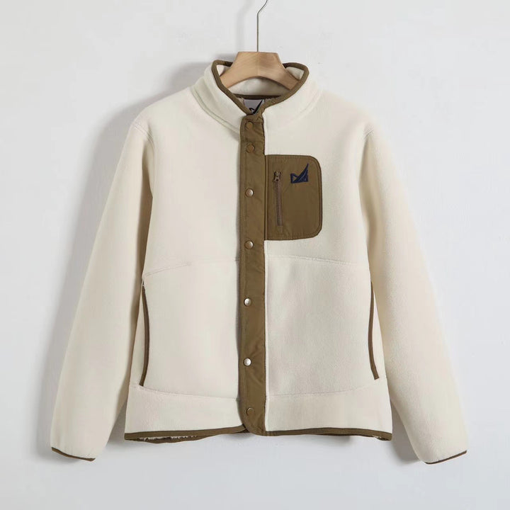 Unisex Teddy fleece jacket with stand-up collar