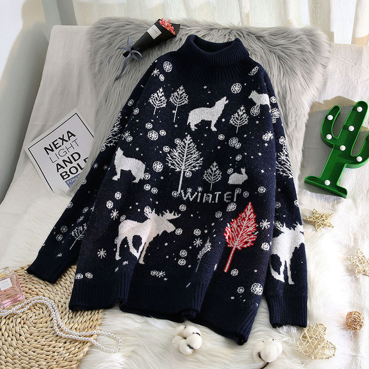 Thick turtleneck sweater in retro style