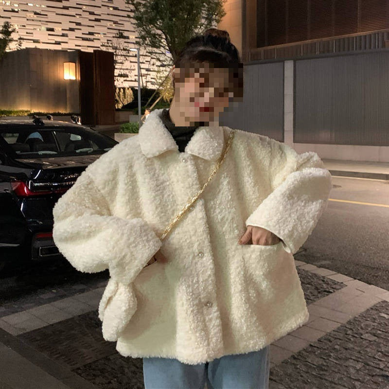Padded lamb fleece imitation coat, Korean style