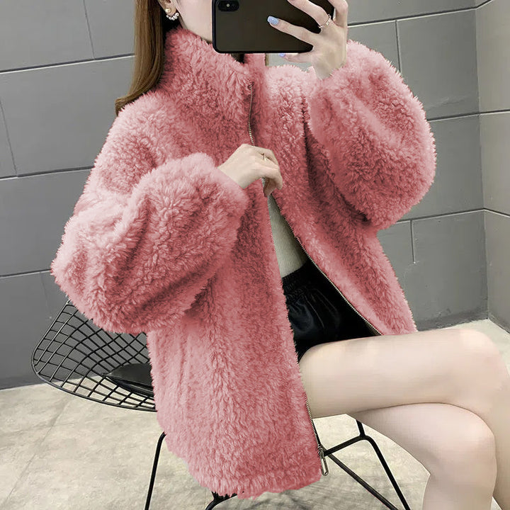 Unisex-Sheepskin-Jacket, padded, with stand-up collar