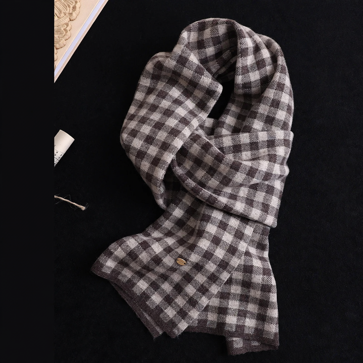Merino wool scarf, checked, 100% wool
