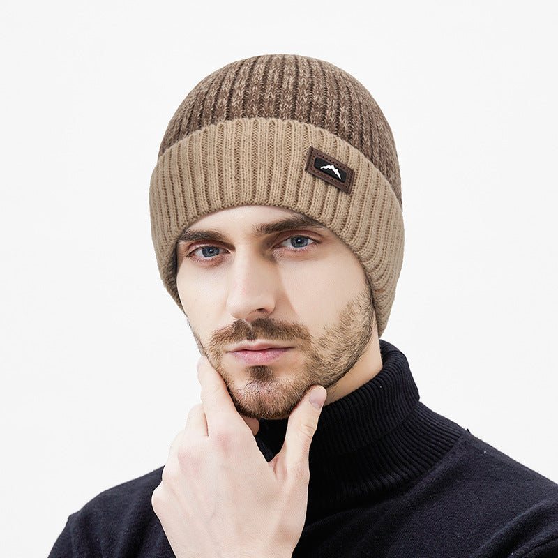 Knit Set: Beanie and long scarf with leather detail
