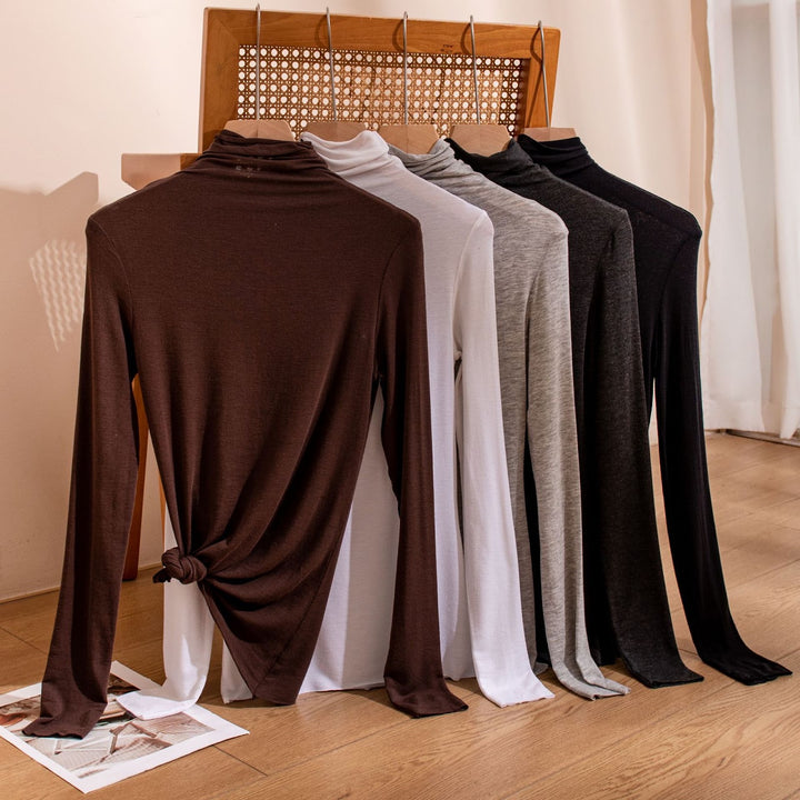 Women's Long Sleeve Shirt with Stand-up Collar, Soft and Comfortable