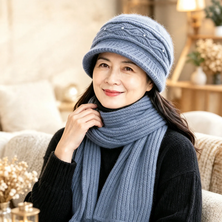 Knit Beanie and Scarf Set for Women