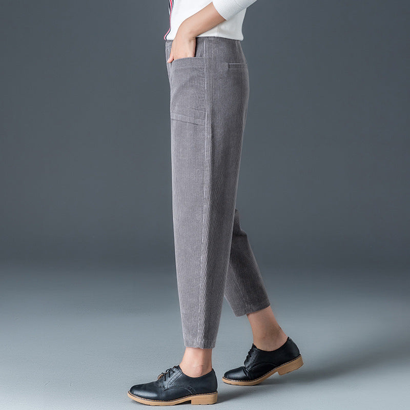 Cord pants in carrot cut, 7/8 length