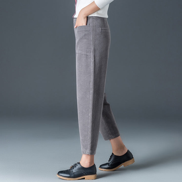 Cord pants in carrot cut, 7/8 length