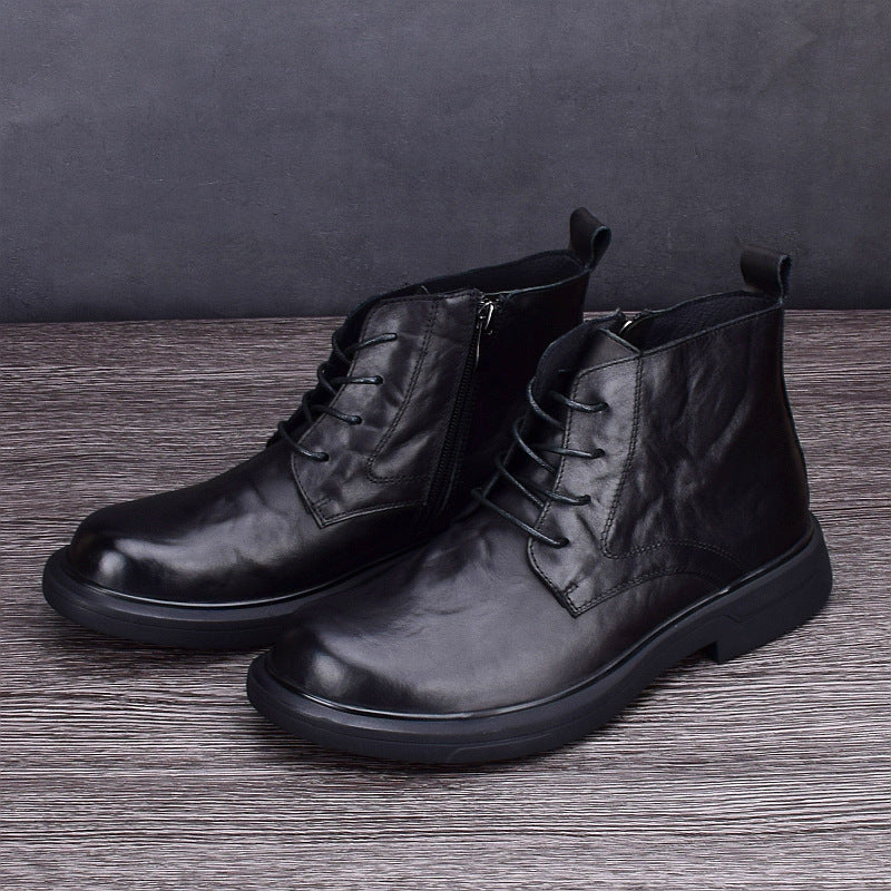 Men's leather boots, insulated, slip-resistant