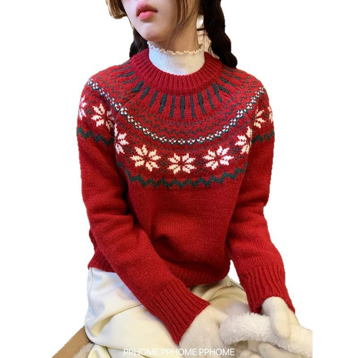 Padded knitted sweater in Christmas red