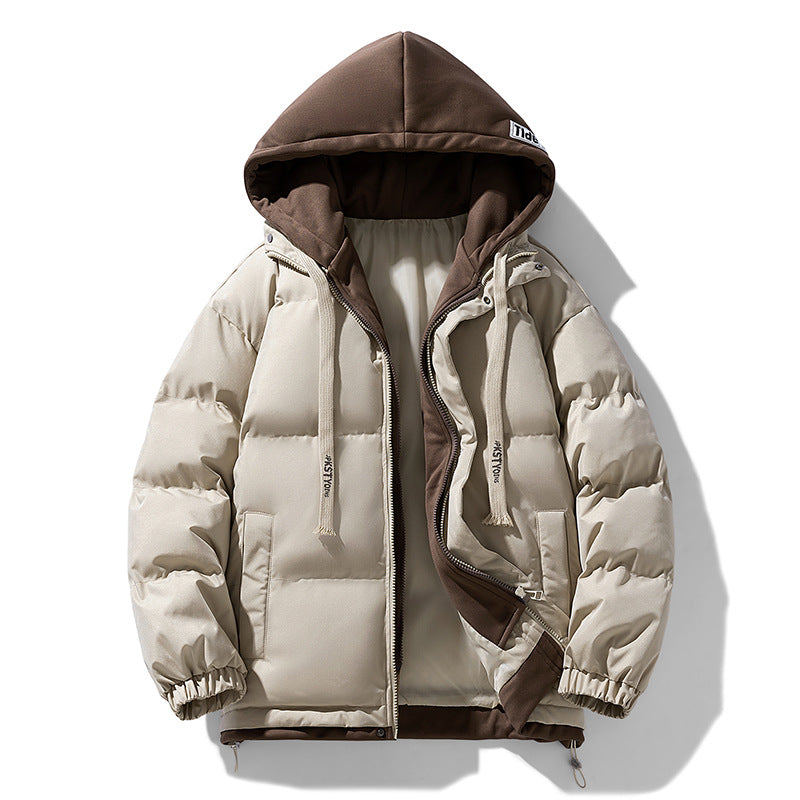 Padded men's winter jacket, hood, loose fit