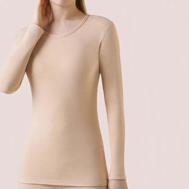 Ladies long sleeve shirt, lined, with round neckline