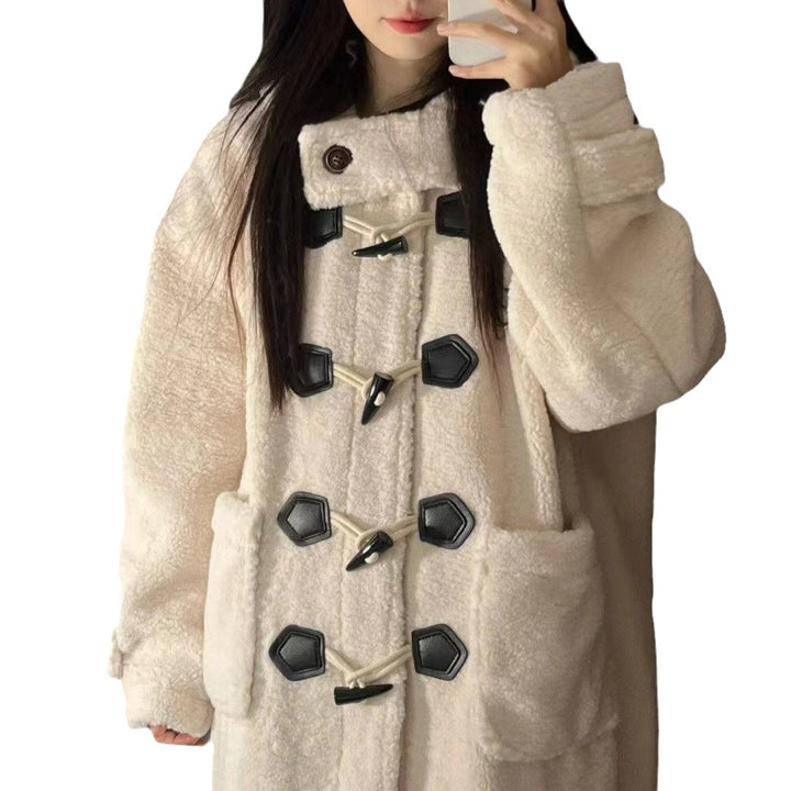 Women's Lambskin Imitation Coat with Toggle Buttons