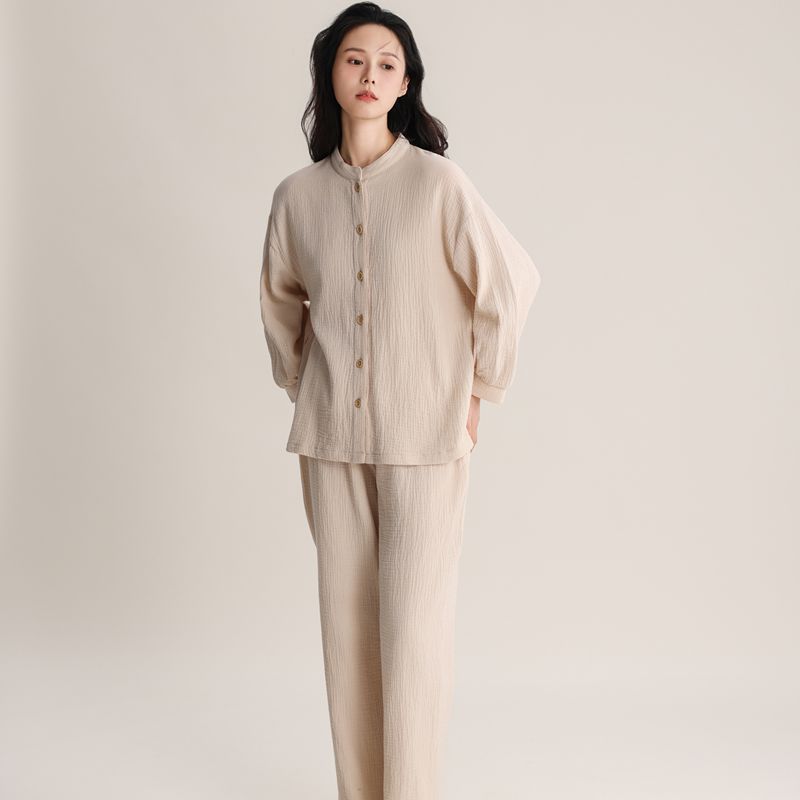Women’s Pajama Set, Double Layer Gauze, V-Neck