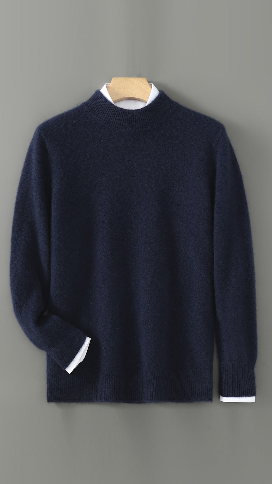 Men's Wool Sweater, Crew Neck, Solid Color, Business Casual