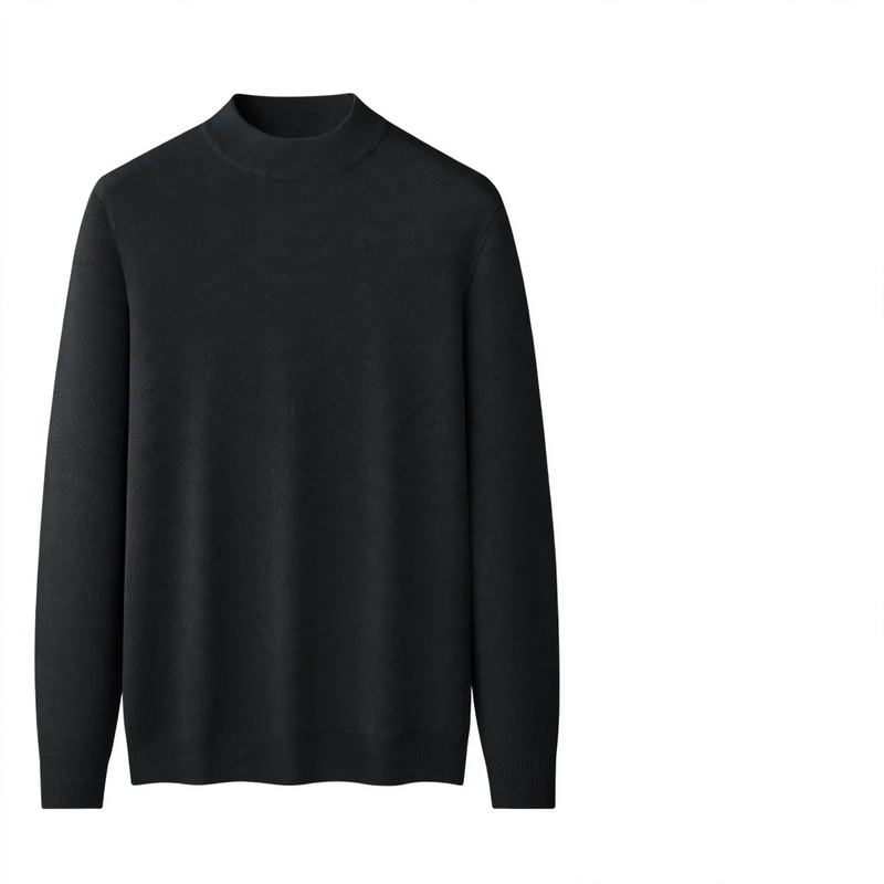 Men's Wool Modal Pullover with Stand-up Collar