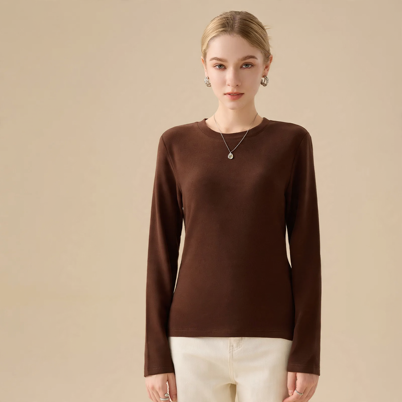Women’s Long Sleeve Undershirt, Lined, Round Neck