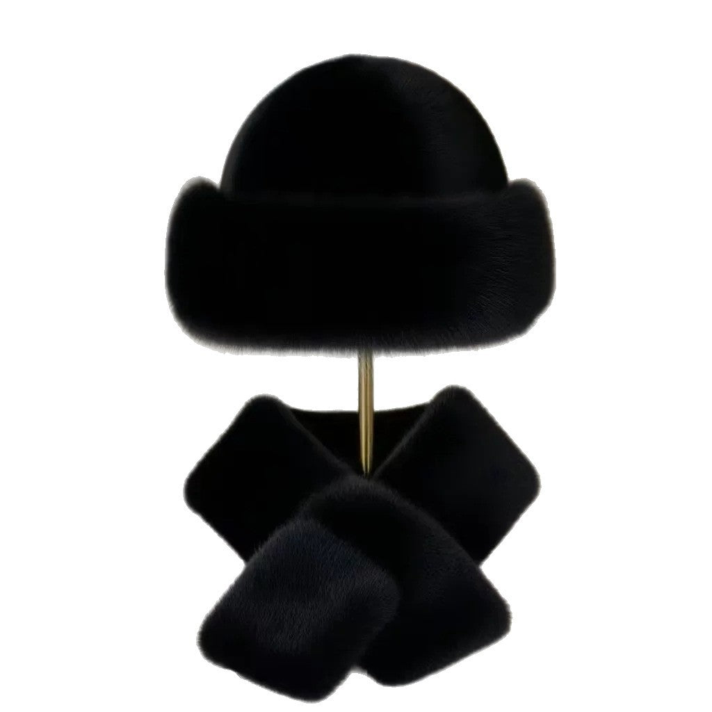Faux fur hat and scarf set