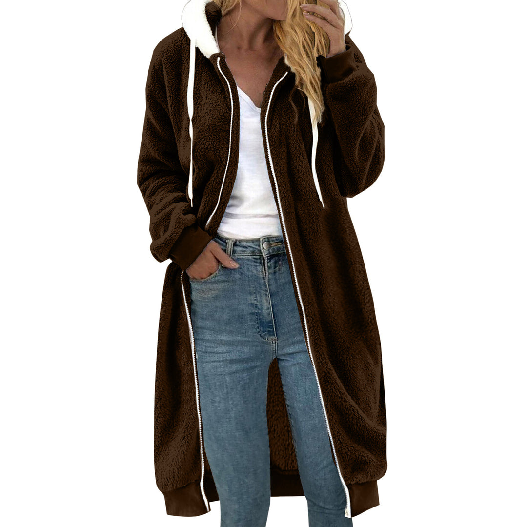 Women’s plush coat, double-sided, with hood