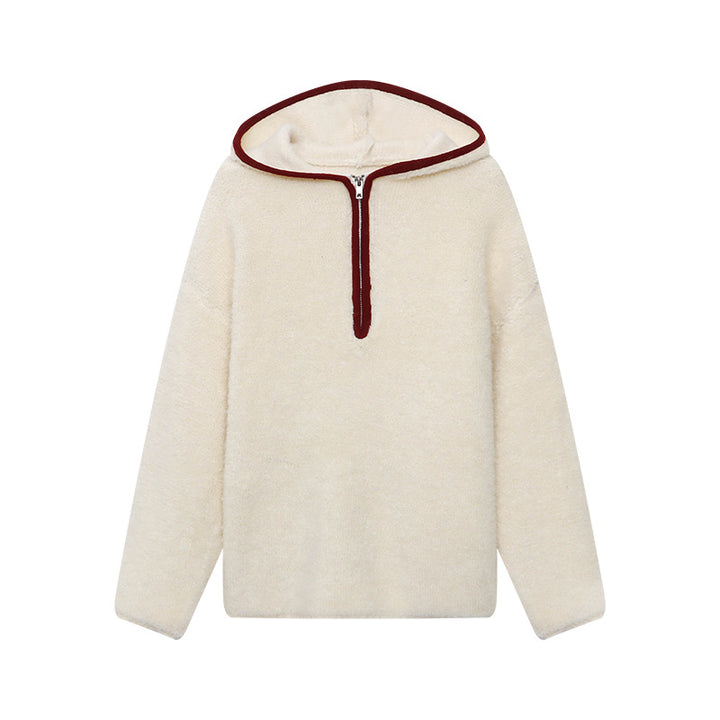 Casual sweater with zipper and fleece look