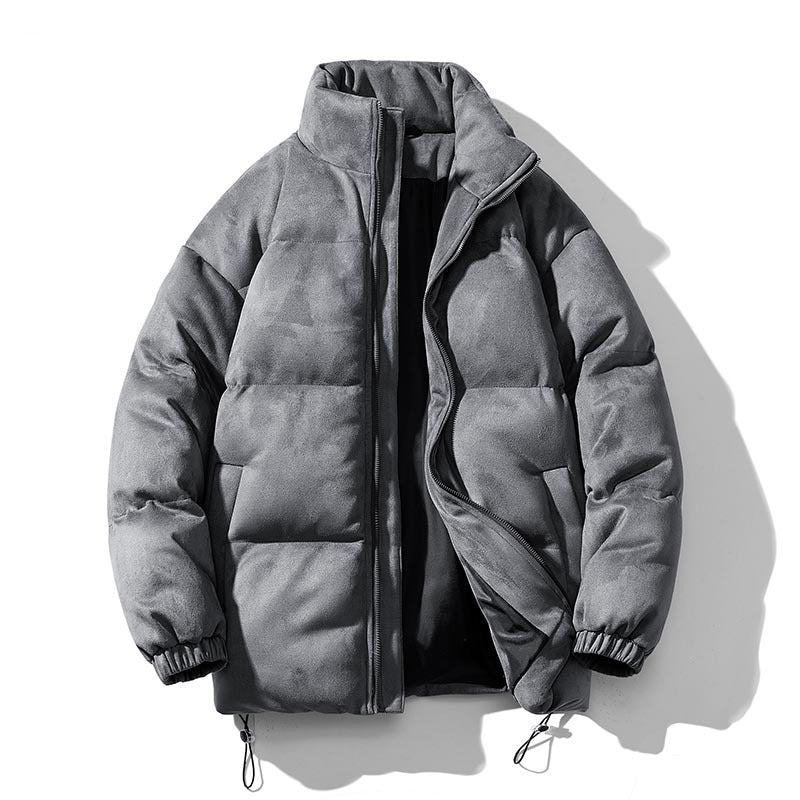 Padded men's winter jacket in suede look