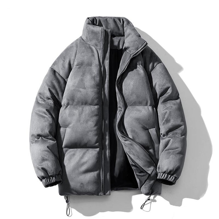 Padded men's winter jacket in suede look