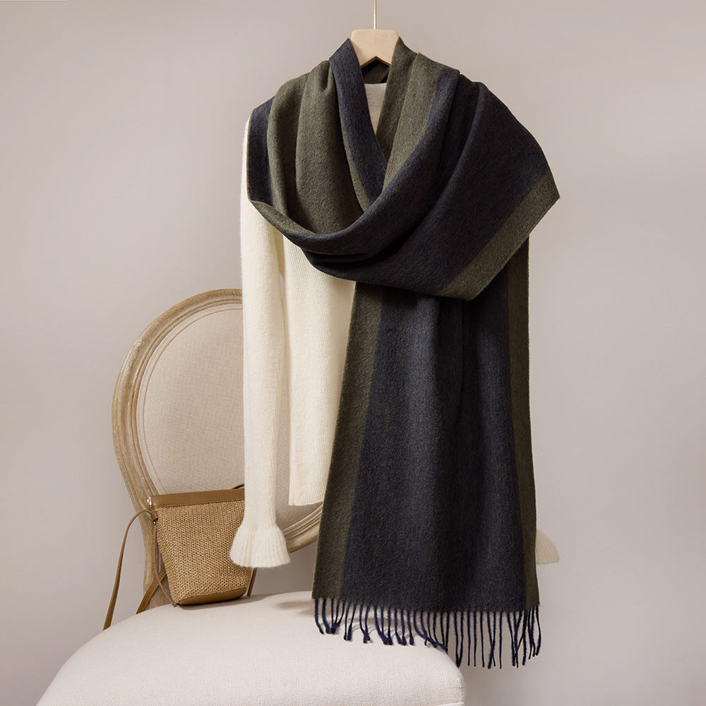 Wool scarf with fringes, 35x190cm