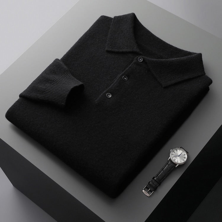 Men's Sweater, Polo Collar, Wool Cashmere, Business