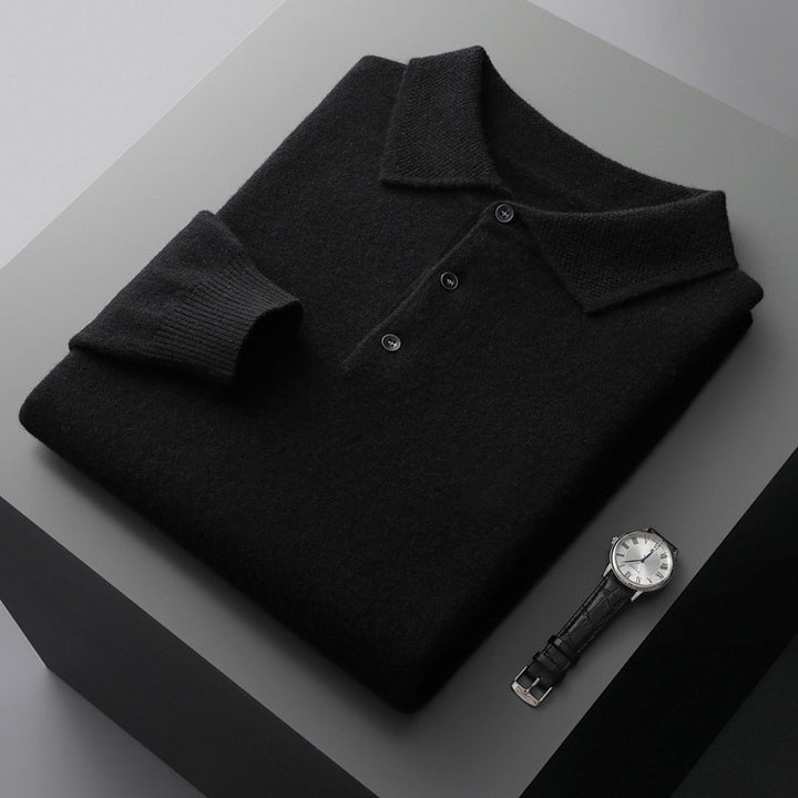 Men's Sweater, Polo Collar, Wool Cashmere, Business