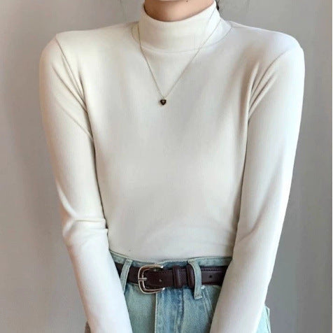 Women's thermal undershirt with stand-up collar, lined