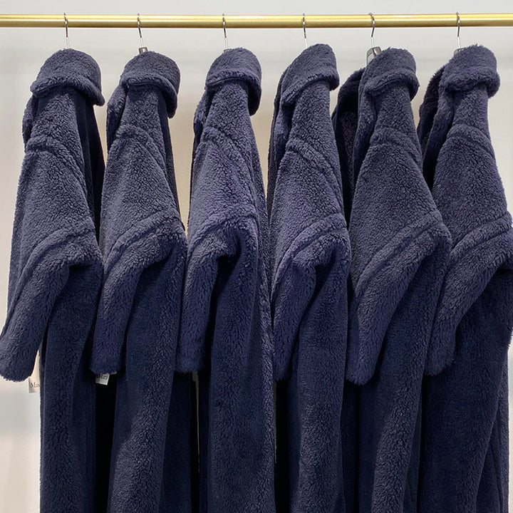 Long Teddy Coat with V-Neck