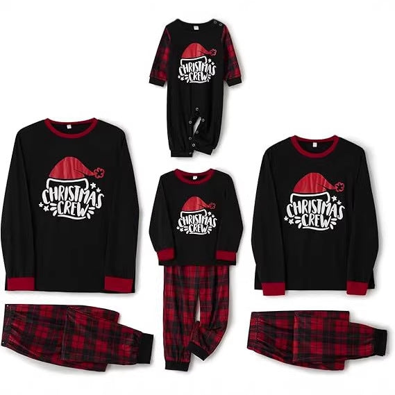 Christmas Pajama Set for the Family with Check Pattern