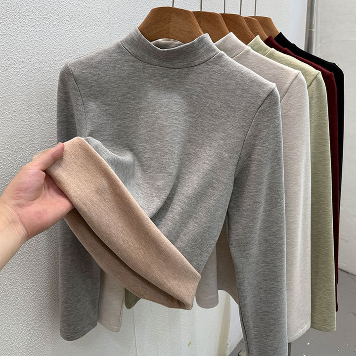 Wool blend turtleneck sweater with thermal lining