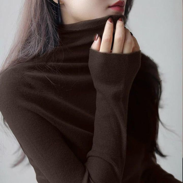 Women’s sweater with stand-up collar, slim fit