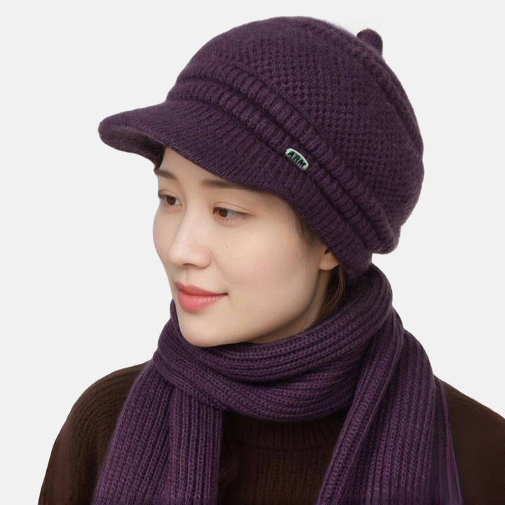 Women's Set: Knitted Beanie and Scarf for Winter